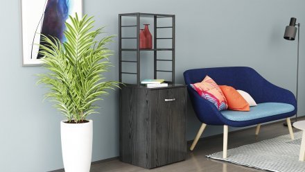 Стіл-тумба трансформер Смарт 4/1 з етажеркою Ferrum-decor 1430x1450x500 Чорний метал ДСП Сосна Кембра 16 мм (FRD-105125)