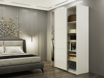Шафа-купе двохдверна Doros G-Caiser 160х60х240 см Білий/Дзеркало (DRS-011011)