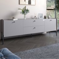 Тумба під телевізор з шухлядами LION Wood з чорними ніжками 160х65х40 см Кашемір (LION-043131) Тумба під телевізор з шухлядами LION Wood з чорними ніжками 160х65х40 см Кашемір (LION-043131)
