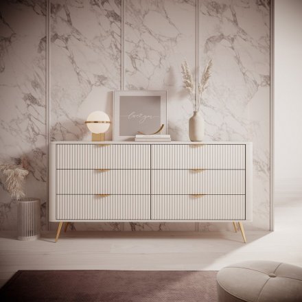 Комод Perfect Home Ланте / Lante з 6 шухлядами і золотими ніжками 6S/163 Беж (PFH-091105)