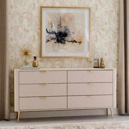 Комод Perfect Home Ланте / Lante з 6 шухлядами і золотими ніжками 6S/163 Беж (PFH-091105)