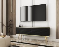 Тумба під телевізор Perfect Home Оро / Oro 2-дверна з золотими ніжками RTV135 MDF Чорний (PFH-091332) Тумба під телевізор Perfect Home Оро / Oro 2-дверна з золотими ніжками RTV135 MDF Чорний (PFH-091332)