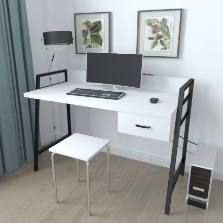Письмовий стіл Ferrum-decor 750x1200x600 Чорний метал ДСП Біле 32 мм (FRD-103443) Письмовий стіл Ferrum-decor 750x1200x600 Чорний метал ДСП Біле 32 мм (FRD-103443)