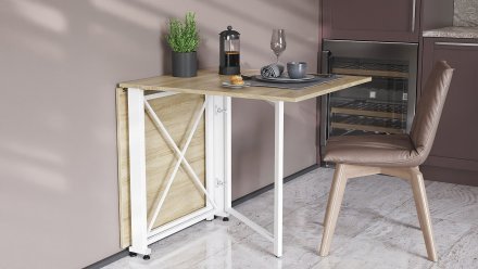 Стіл-книга трансформер Оріон 2 Ferrum-decor 750x1520x730 Білий метал ДСП Дуб Сонома 16 мм (FRD-104593)