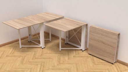 Стіл-книга трансформер Оріон 2 Ferrum-decor 750x1520x730 Білий метал ДСП Дуб Сонома 16 мм (FRD-104593)