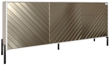 Комод з чорними металевими ніжками LION Амарант 168x40x76,5 см Бетон Style/Перламутровий металік (LION-041923)