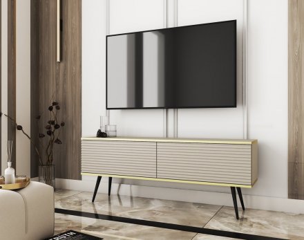 Тумба під телевізор Perfect Home Оро / Oro 2-дверна з чорними ніжками RTV135 MDF Бежевий (PFH-091335)