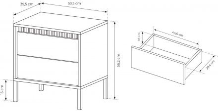 Тумба приліжкова Perfect Home Сенсо / Senso 2S/53 з 2 шухлядами Беж (PFH-092035)