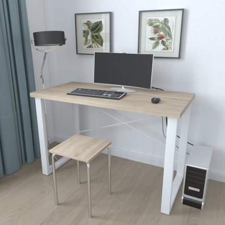 Письмовий стіл Ferrum-decor Драйв 750x1400x700 Білий метал ДСП Дуб Сонома 16 мм (FRD-103209)