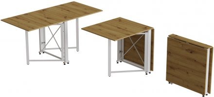 Стіл-книга трансформер Оріон 2 Ferrum-decor 750x1520x730 Білий метал ДСП Дуб Артизан 16 мм (FRD-104595)