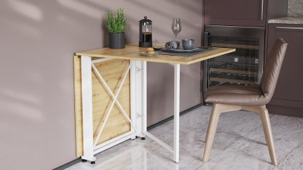 Стіл-книга трансформер Оріон 2 Ferrum-decor 750x1520x730 Білий метал ДСП Дуб Артизан 16 мм (FRD-104595)