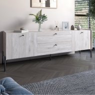 Тумба під телевізор з шухлядами LION Wood з чорними ніжками 160х65х40 см Самоа Димчастий (LION-043134) Тумба під телевізор з шухлядами LION Wood з чорними ніжками 160х65х40 см Самоа Димчастий (LION-043134)