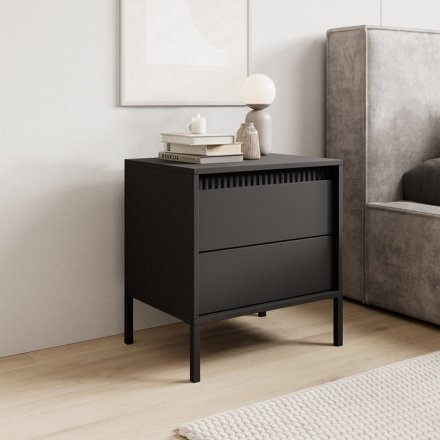 Тумба приліжкова Perfect Home Сенсо / Senso 2S/53 з 2 шухлядами Чорний (PFH-092036)