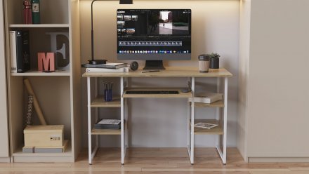 Письмовий стіл Ferrum-decor Тім 75x140x60 білий ДСП Дуб Сонома 16мм (FRD-102299)