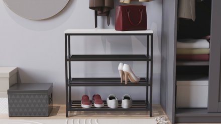 Полиця для взуття Слайм 3 Ferrum-decor 635x630x260 Чорний метал ДСП Біле 16 мм (FRD-105156) Полиця для взуття Слайм 3 Ferrum-decor 635x630x260 Чорний метал ДСП Біле 16 мм (FRD-105156)