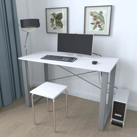 Письмовий стіл Ferrum-decor Драйв 750x1000x600 Сірий метал ДСП Біле 16 мм (FRD-103094)