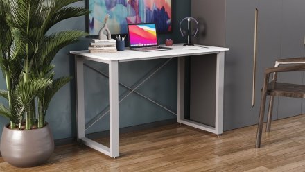 Письмовий стіл Ferrum-decor Драйв 750x1000x600 Сірий метал ДСП Біле 16 мм (FRD-103094)