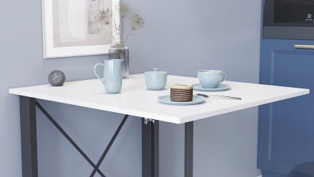 Стіл-книга трансформер Оріон 1 Ferrum-decor 750x810x730 Чорний метал ДСП Біле 16 мм (FRD-104597)