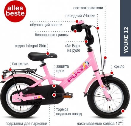 Двоколісний велосипед Youke 12 4134 pink