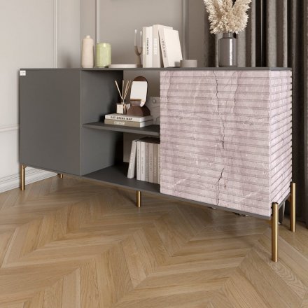 Комплект модульний для вітальні LION Грей 4 елементи з золотими металевими ніжками Дуб сонома/Дерево (LION-042881)