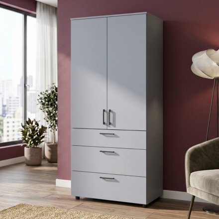 Шафа для одягу Doros Торн Сірий 2 ДСП/3Ш (штанга) 90х51.6х200 (DRS-012025)