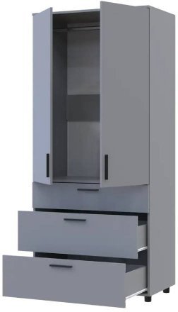 Шафа для одягу Doros Торн Сірий 2 ДСП/3Ш (штанга) 90х51.6х200 (DRS-012025)