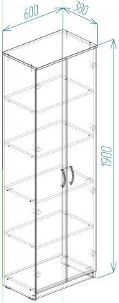 Шафа Анжело Ferrum-decor на 5 полиць 2 двері 1900x600x380 ДСП Бетон 16 мм (FRD-104982)