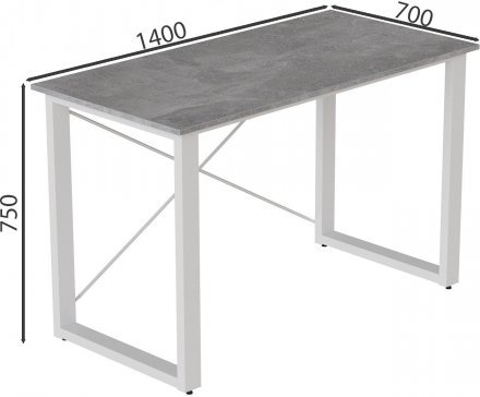 Письмовий стіл Ferrum-decor Драйв 750x1400x700 Білий метал ДСП Бетон 16 мм (FRD-103212)