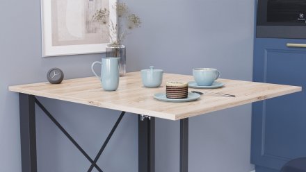 Стіл-книжка трансформер Оріон 1 Ferrum-decor 750x810x730 Чорний метал ДСП Дуб Сан-Марино 16 мм (FRD-104598)