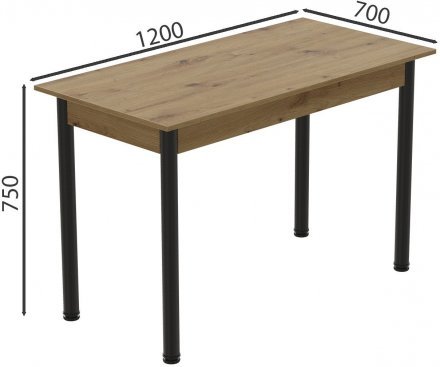 Стіл кухонний Ferrum-decor Беніта 75x120x70 Чорний ДСП Дуб Артизан 16мм (FRD-105697)
