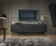Тумба під телевізор Perfect Home Зова / Zova 3-дверна з чорними ніжками RTV168 Чорний (PFH-091368)
