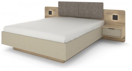Ліжко (каркас) Perfect Home Летто / Letto 160 двоспальне з тумбами приліжковими та підсвіткою Дуб терра темний/сірий кам'яний (PFH-092038)