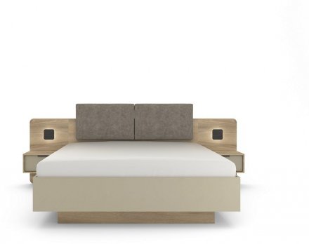 Ліжко (каркас) Perfect Home Летто / Letto 160 двоспальне з тумбами приліжковими та підсвіткою Дуб терра темний/сірий кам'яний (PFH-092038)