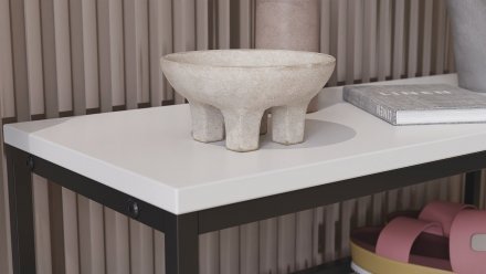 Полиця для взуття Слайм 4 Ferrum-decor 820x630x260 Чорний метал ДСП Біле 16 мм (FRD-105160)