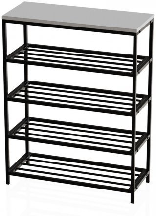 Полиця для взуття Слайм 4 Ferrum-decor 820x630x260 Чорний метал ДСП Біле 16 мм (FRD-105160)