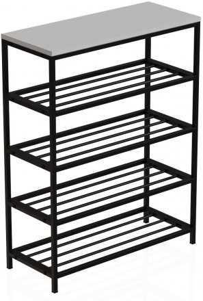 Полиця для взуття Слайм 4 Ferrum-decor 820x630x260 Чорний метал ДСП Біле 16 мм (FRD-105160)