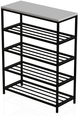 Полиця для взуття Слайм 4 Ferrum-decor 820x630x260 Чорний метал ДСП Біле 16 мм (FRD-105160)