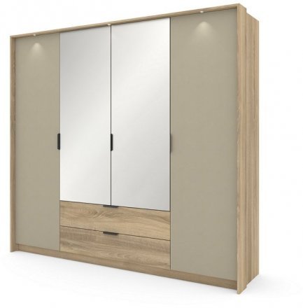 Шафа для одягу Perfect Home Летто / Letto 4D2S/220 4-дверна Дуб терра темний/сірий кам'яний (PFH-092039)