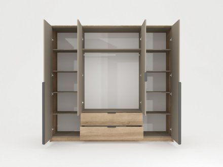 Шафа для одягу Perfect Home Летто / Letto 4D2S/220 4-дверна Дуб терра темний/сірий кам'яний (PFH-092039)