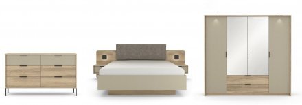 Шафа для одягу Perfect Home Летто / Letto 4D2S/220 4-дверна Дуб терра темний/сірий кам'яний (PFH-092039)