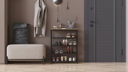 Полиця для взуття Слайм 4 Ferrum-decor 820x630x260 Чорний метал ДСП Дуб Сонома 16 мм (FRD-105162)