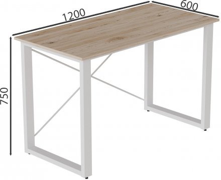 Письмовий стіл Ferrum-decor Драйв 750x1200x600 Білий метал ДСП Дуб Сан-Марино 32 мм (FRD-103332)