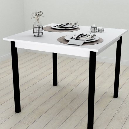 Стіл кухонний Ferrum-decor Дієго 75x90x90 Чорний ДСП Біле 16мм (FRD-106317)