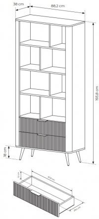 Стелаж Perfect Home Ланте / Lante 2S з 2 шухлядами і чорними ніжками Чорний (PFH-091104)