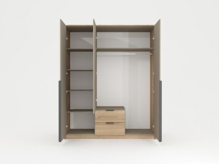 Шафа для одягу Perfect Home Летто / Letto 3D2S/165 3-дверна Дуб терра темний/сірий кам'яний (PFH-092040)