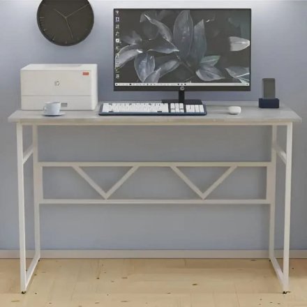 Стіл письмовий Раян Ferrum-decor 750x1400x600 Білий метал ДСП Бетон 16 мм (FRD-106484)