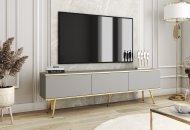 Тумба під телевізор Perfect Home Оро / Oro 3-дверна з золотими ніжками RTV175 Сірий (PFH-091320)