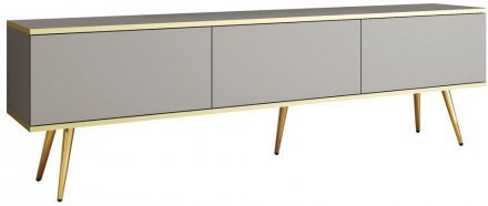 Тумба під телевізор Perfect Home Оро / Oro 3-дверна з золотими ніжками RTV175 Сірий (PFH-091320)