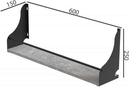 Полиця настінна Ferrum-decor Ізі 260x600x150 метал Чорний ДСП Бетон 16 мм (FRD-102932) Полиця настінна Ferrum-decor Ізі 260x600x150 метал Чорний ДСП Бетон 16 мм (FRD-102932)