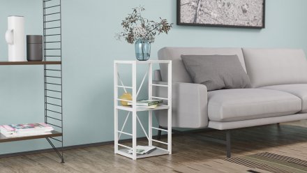 Етажерка 3/34 Ferrum-decor Серії Конект 73x34x28 білий ДСП Бетон 16мм (FRD-105527)